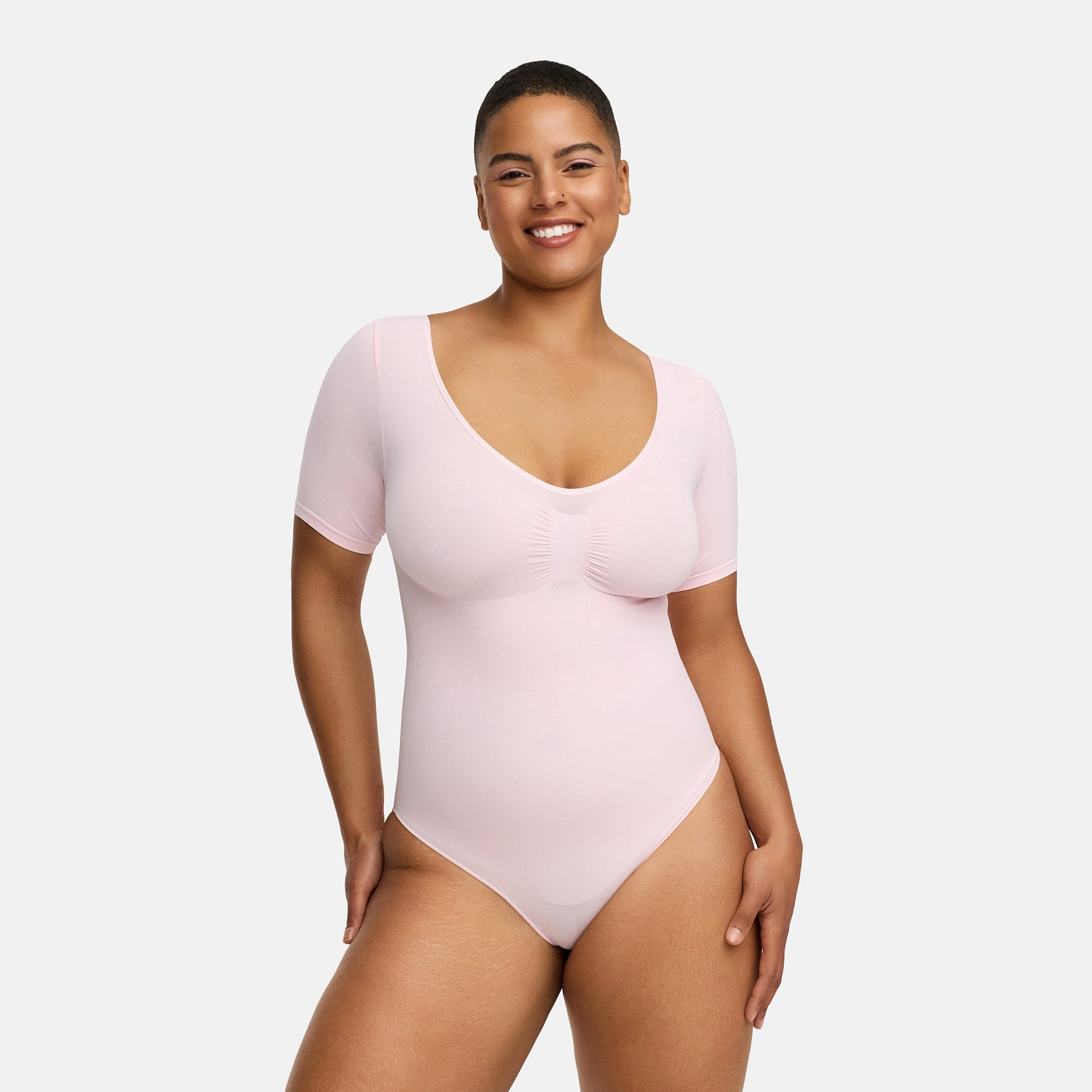 T-shirt bodysuit sculpting shapewear with string