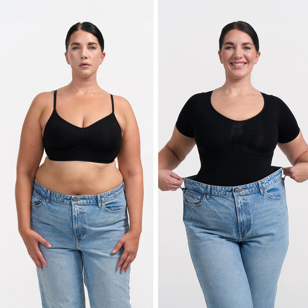 T-shirt bodysuit sculpting shapewear with briefs